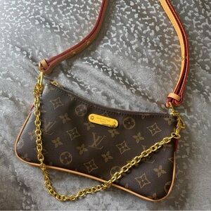 Louis Vuitton Brown Monogram Crossbody Bag with Gold Chain